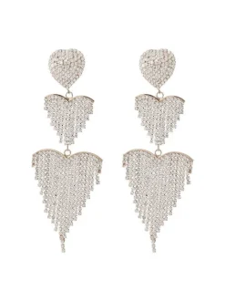 Hazel Heart Tassel Drop Earrings