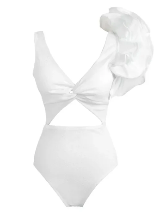 Heather Ruffle Cutout One Piece Swimsuit