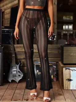 Hilaria See Through Glitter Pants