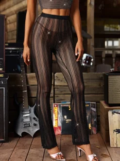 Hilaria See Through Glitter Pants