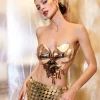 Iago Metallic Heart Drop Armor Top In Rose Gold