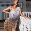 Imre One Shoulder Fringe Sequin Dress