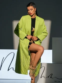 Inigo Crystal Fringe Blazer Coat