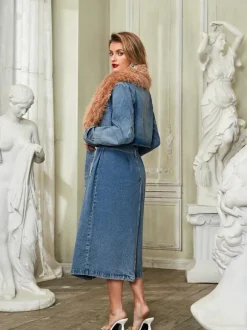 Ishtar Faux Fur Collar Denim Coat
