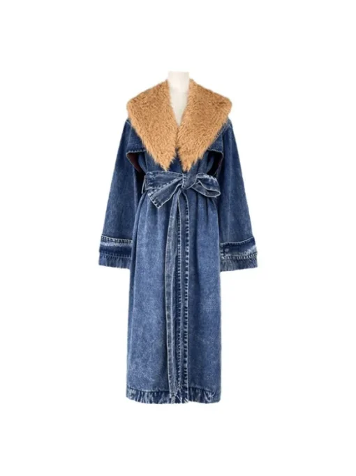 Ishtar Faux Fur Collar Denim Coat