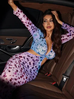 Issa Ombre Rhinestone Cutout Maxi Dress