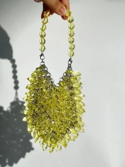 Jael Drip Yellow Rhinestone Mini Clutch