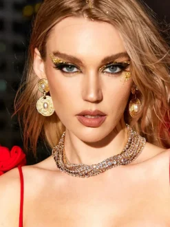 Jago Multi Layered Crystal Necklace In Gold