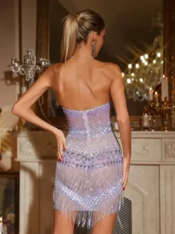 Jaimarie Rhinestone Fringe Mini Dress