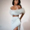Jalynne Corset Tulle Trimmed Sequin Skirt Set In White
