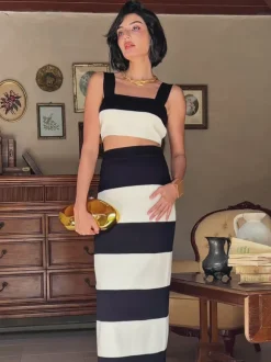 Jamaar Stripe Knitted Skirt Set
