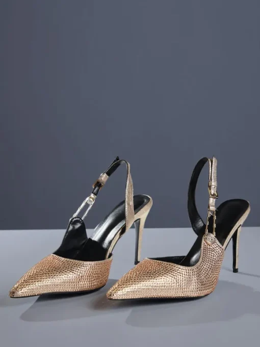 Jaxxon Crystal Heels In Champagne