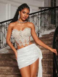 Jelia Strapless Ruched Skirt Set