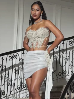 Jelia Strapless Ruched Skirt Set