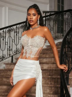 Jelia Strapless Ruched Skirt Set