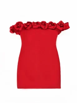 Jester Off Shoulder Flower Bandage Dress