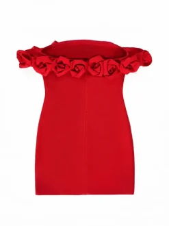 Jester Off Shoulder Flower Bandage Dress