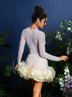 Jolinn V Neck Embellished Mini Dress