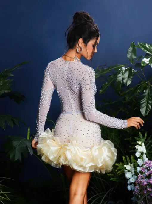 Jolinn V Neck Embellished Mini Dress