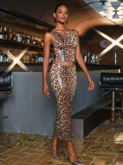 Jonette Leopard Sequin Skirt