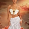Kaelrix Halterneck Chain Armor Top In White