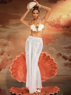 Kaelrix Halterneck Chain Armor Top In White