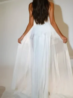 Kalene Strapless Ruffle Tulle Skirt Set In White