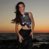 Kari Sleeveless Drapery Armor Top In Silver
