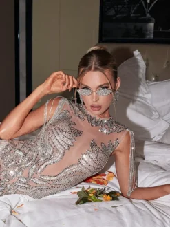 Katy Crystal Cat Eye Frame Glasses