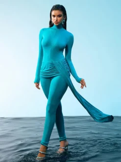 Kayden Long Sleeve Draped Jumpsuit