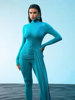 Kayden Long Sleeve Draped Jumpsuit