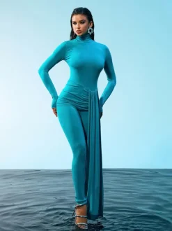 Kayden Long Sleeve Draped Jumpsuit