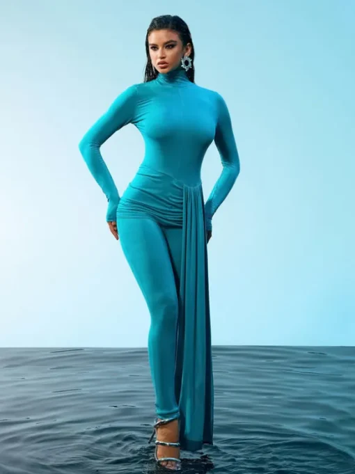 Kayden Long Sleeve Draped Jumpsuit
