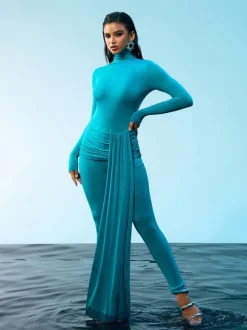 Kayden Long Sleeve Draped Jumpsuit