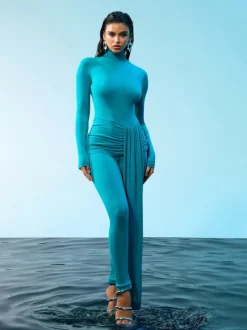 Kayden Long Sleeve Draped Jumpsuit