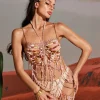 Keita Gemstone Chain Beaded Skirt Set