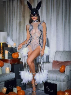 Kent Sequin Fringe Mesh Bodysuit