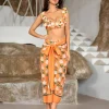 Kesia Ruffle Printed Bikini Three Piece Set