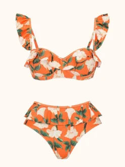 Kesia Ruffle Printed Bikini Three Piece Set