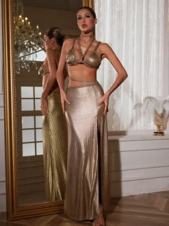 Kleo Corded Split Skirt Set