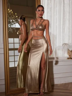 Kleo Corded Split Skirt Set