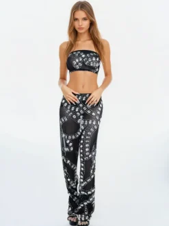 Latika Rhinestone Mesh Pants Set