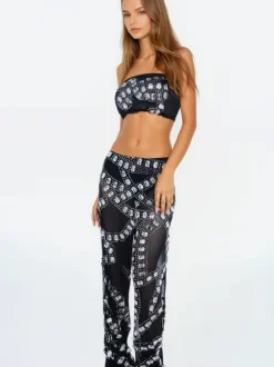 Latika Rhinestone Mesh Pants Set