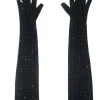 Ledie Rhinestone Gloves In Black