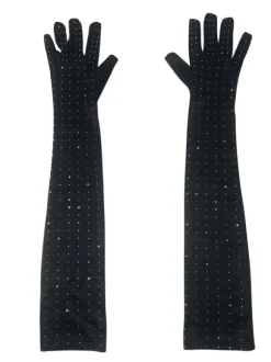 Ledie Rhinestone Gloves In Black