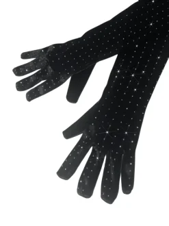 Ledie Rhinestone Gloves In Black