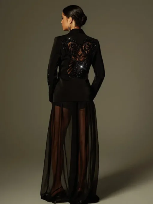 Leonardo Rhinestone Mesh Blazer Set