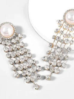 Leta Pearl Crystal Tassel Earrings