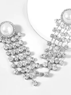 Leta Pearl Crystal Tassel Earrings