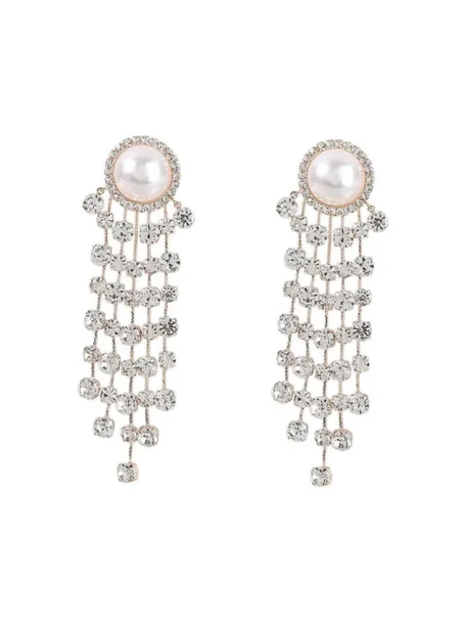 Leta Pearl Crystal Tassel Earrings